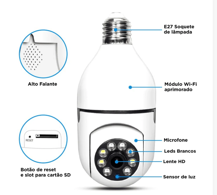 VisionGuard 360™ - Câmera Inteligente Wi-Fi de Segurança Full HD
